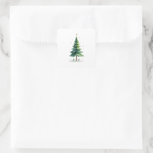 Minimalist Christmas Pine Tree Stickers – Holiday  スクエアシール (バッグ)
