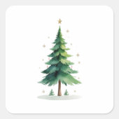 Minimalist Christmas Pine Tree Stickers – Holiday  スクエアシール (正面)