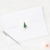 Minimalist Christmas Pine Tree Stickers – Holiday  スクエアシール (封筒)