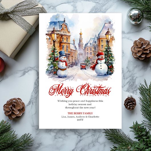 Minimalist Christmas scene digital greeting card シーズンカード