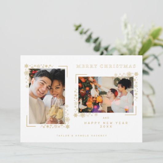 Minimalist Christmas Snowflakes 2 Photos Frame (スタンド正面)