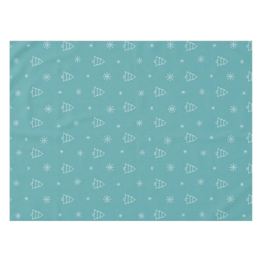 Minimalist Christmas Tree and Snowflake Pattern テーブルクロス (正面(横))