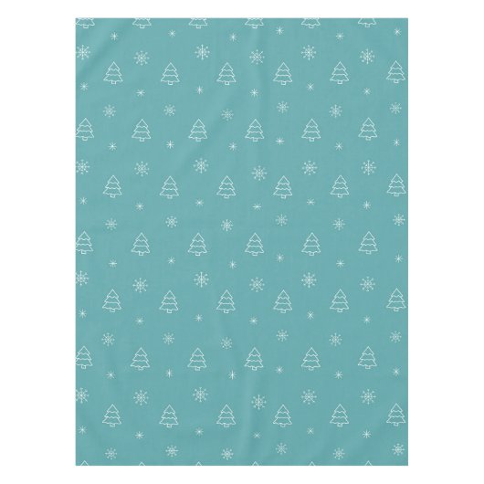 Minimalist Christmas Tree and Snowflake Pattern テーブルクロス (正面)