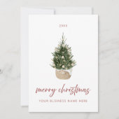 Minimalist Christmas Tree Business Holiday Card 招待状 (正面)
