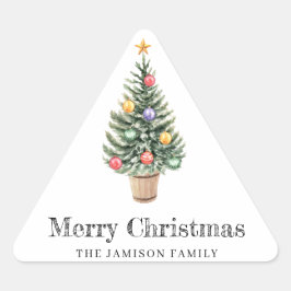 Minimalist Christmas Tree  Family Name Year  三角形シール