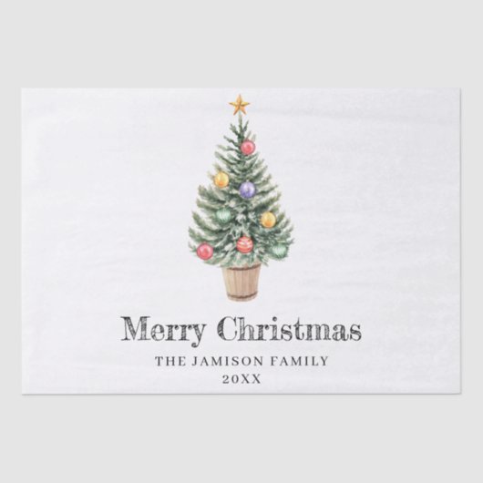 Minimalist Christmas Tree  Family Name Year  薄葉紙 (正面)