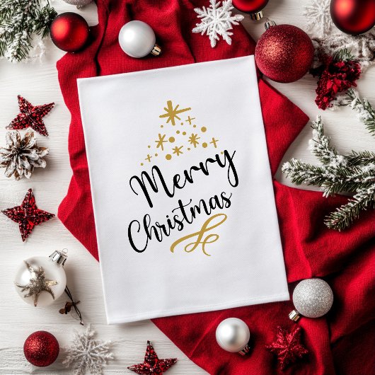 Minimalist Christmas Tree - Festive and Simple キッチンタオル