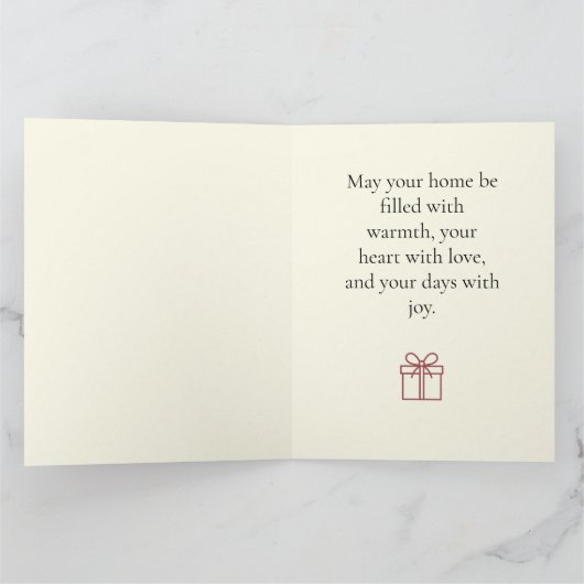 Minimalist Christmas Tree Happy Holidays Folded Ca カード (内部)