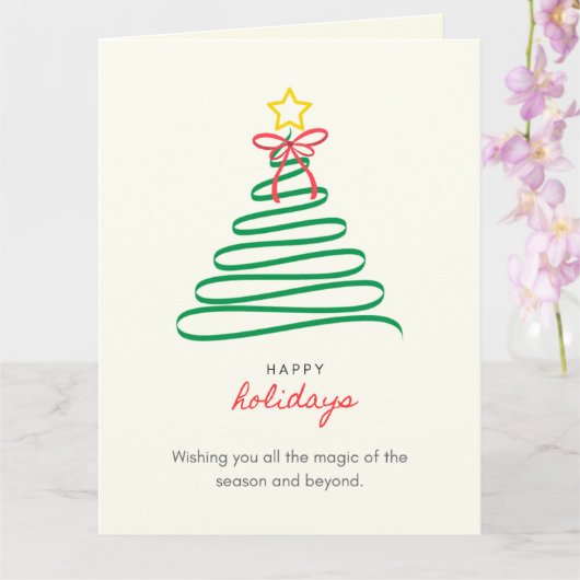 Minimalist Christmas Tree Happy Holidays Folded Ca カード (蘭)