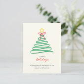 Minimalist Christmas Tree Happy Holidays Postcard シーズンポストカード (スタンド正面)