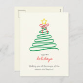 Minimalist Christmas Tree Happy Holidays Postcard シーズンポストカード (正面/裏面)