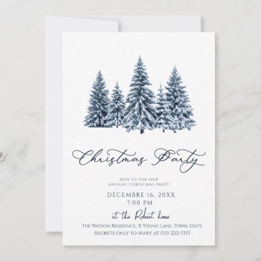 Minimalist Christmas Tree Holiday party 招待状 (正面)