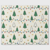 Minimalist Christmas Tree Lights Pattern Gift ラッピングペーパー (フラット)