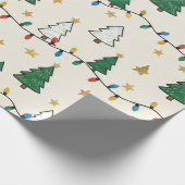 Minimalist Christmas Tree Lights Pattern Gift ラッピングペーパー (角)