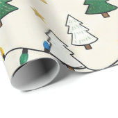 Minimalist Christmas Tree Lights Pattern Gift ラッピングペーパー (ロールコーナー)