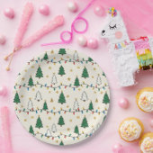 Minimalist Christmas Tree Lights Pattern Party ペーパープレート (パーティー)