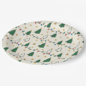 Minimalist Christmas Tree Lights Pattern Party ペーパープレート (アングル)