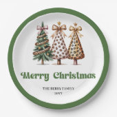 Minimalist Christmas Tree Personalized Name   ペーパープレート (正面)