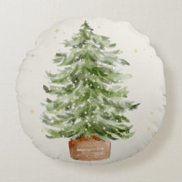 Minimalist Christmas Tree Round Throw Pillow ラウンドクッション