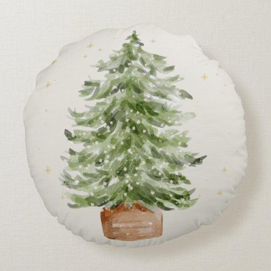 Minimalist Christmas Tree Round Throw Pillow ラウンドクッション (裏面)