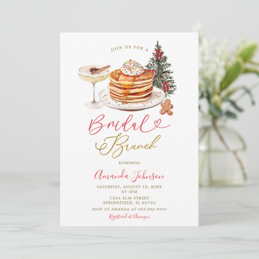 Minimalist Christmas Tree Winter Bridal Brunch 招待状 (スタンド正面)
