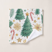 Minimalist Christmas trees gold holiday bath towel バスタオルセット (ウォッシュタオル)