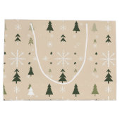 Minimalist Christmas Trees & Snowflakes Gift Bag ラージペーパーバッグ (裏面)