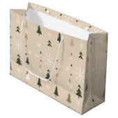 Minimalist Christmas Trees & Snowflakes Gift Bag ラージペーパーバッグ (正面アングル)