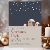 Minimalist Christmas Village Snowy Night Holiday  招待状