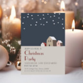 Minimalist Christmas Village Snowy Night Holiday  招待状