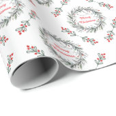 Minimalist Christmas Wreath and Lights ラッピングペーパー (ロールコーナー)