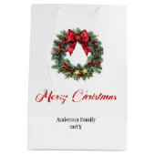 Minimalist Christmas wreath gift bag personalized ミディアムペーパーバッグ (裏面)