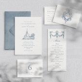 Minimalist Church Venue Sketch Elegant Wedding アクリル招待状