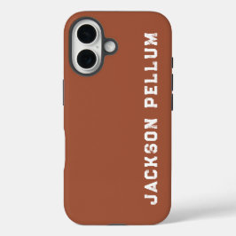 Minimalist Cinnamon Brown Monogram Name Case-Mate iPhone 16ケース