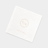  minimalist circle modern wedding monogram 箔ナプキン (左)