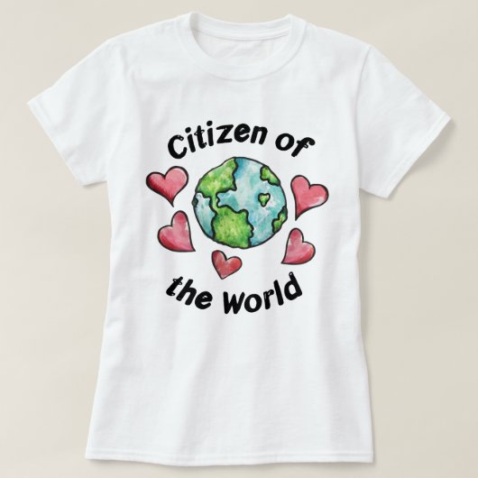 Minimalist Citizen of the World Global Traveler Tシャツ (デザイン正面)