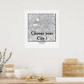 Minimalist City Maps Poster Line Art ポスター (キッチン)