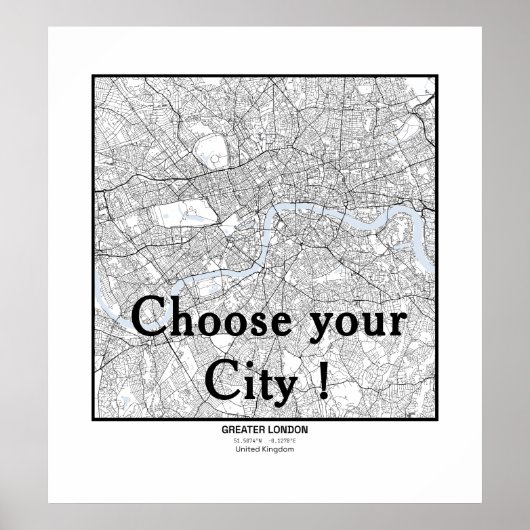 Minimalist City Maps Poster Line Art ポスター (正面)