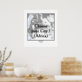 Minimalist City Maps Poster Line Art AFRICA ポスター (キッチン)