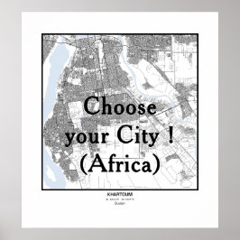 Minimalist City Maps Poster Line Art AFRICA ポスター