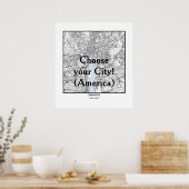 Minimalist City Maps Poster Line Art AMERICA ポスター (キッチン)