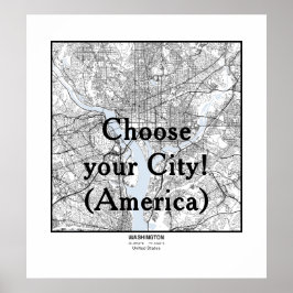 Minimalist City Maps Poster Line Art AMERICA ポスター
