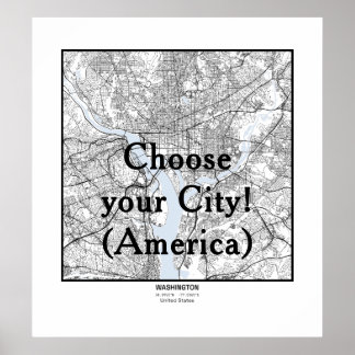 Minimalist City Maps Poster Line Art AMERICA ポスター