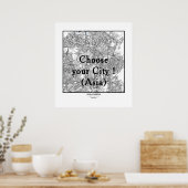 Minimalist City Maps Poster Line Art ASIA ポスター (キッチン)