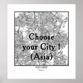 Minimalist City Maps Poster Line Art ASIA ポスター