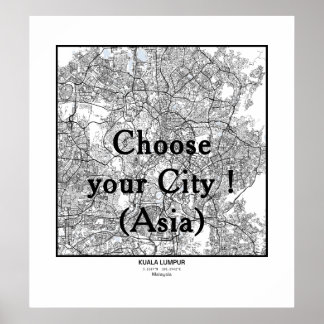 Minimalist City Maps Poster Line Art ASIA ポスター
