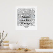 Minimalist City Maps Poster Line Art EUROPE ポスター (キッチン)