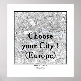 Minimalist City Maps Poster Line Art EUROPE ポスター