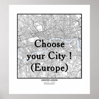 Minimalist City Maps Poster Line Art EUROPE ポスター