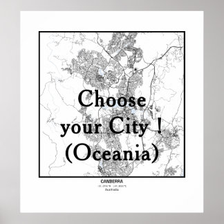 Minimalist City Maps Poster Line Art OCEANIA ポスター